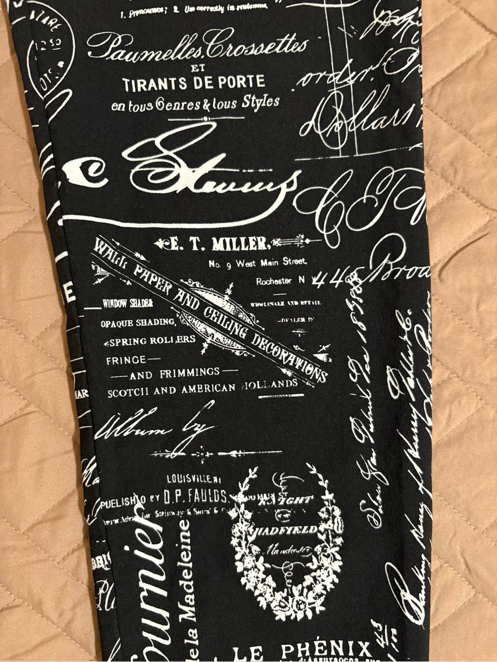 Krazy Larry Black & White Romantic French Script Print Pull On Pants Ladies 10 - Picture 2 of 7